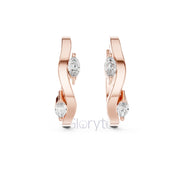 Wavy Marquise Diamond Hoop Earrings