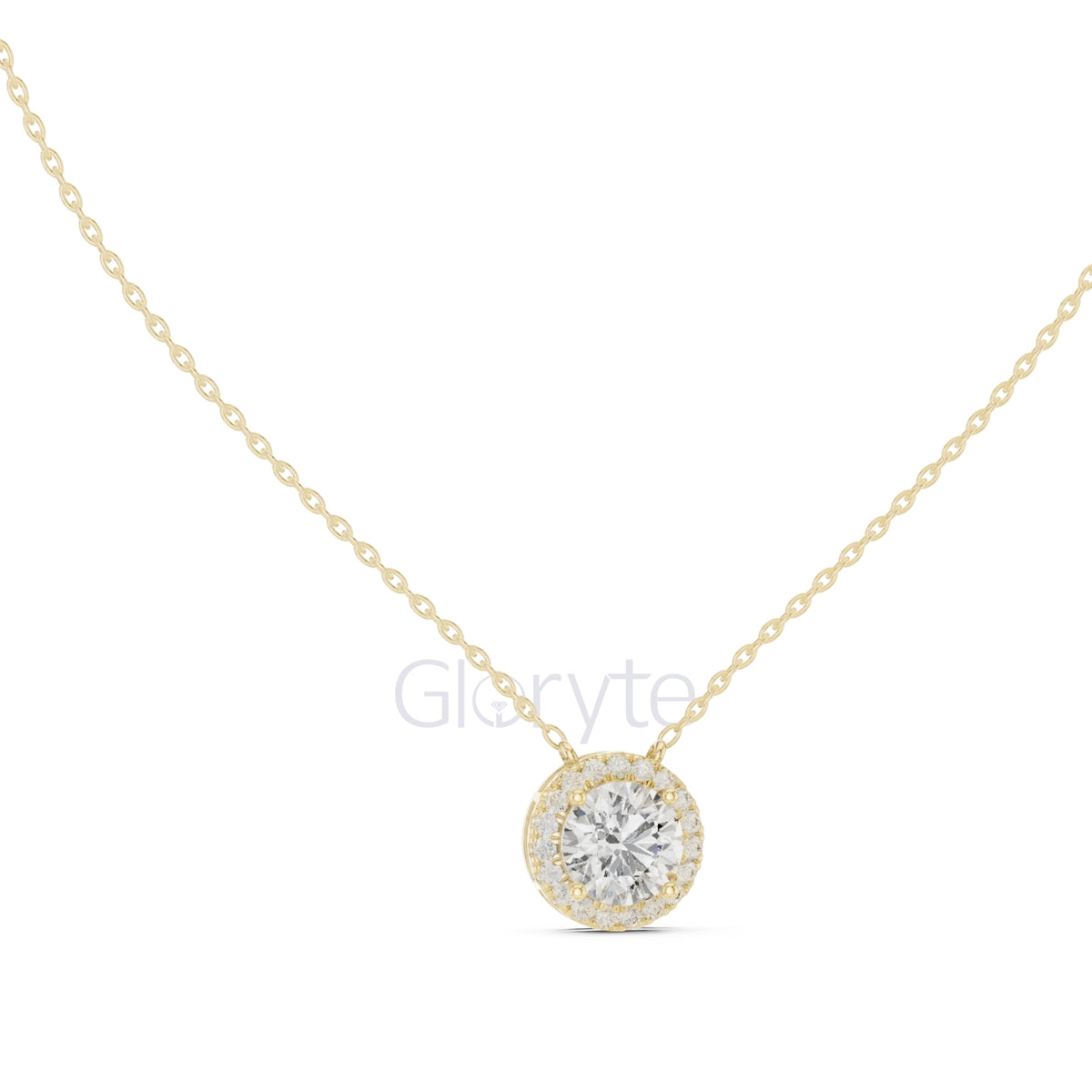 Round Halo Diamond Pendant Necklace (2.38 CT)