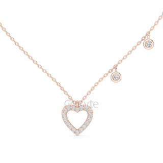 Diamond Heart Pendant Necklace with Dangling Accents