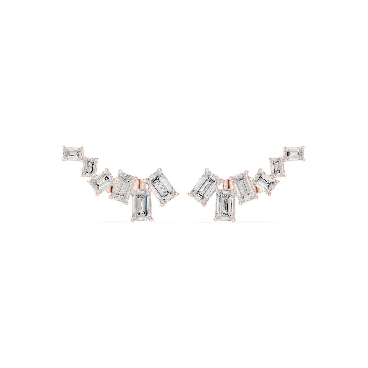 Emerald-Cut Diamond Cluster Earrings