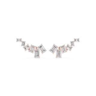 Emerald-Cut Diamond Cluster Earrings