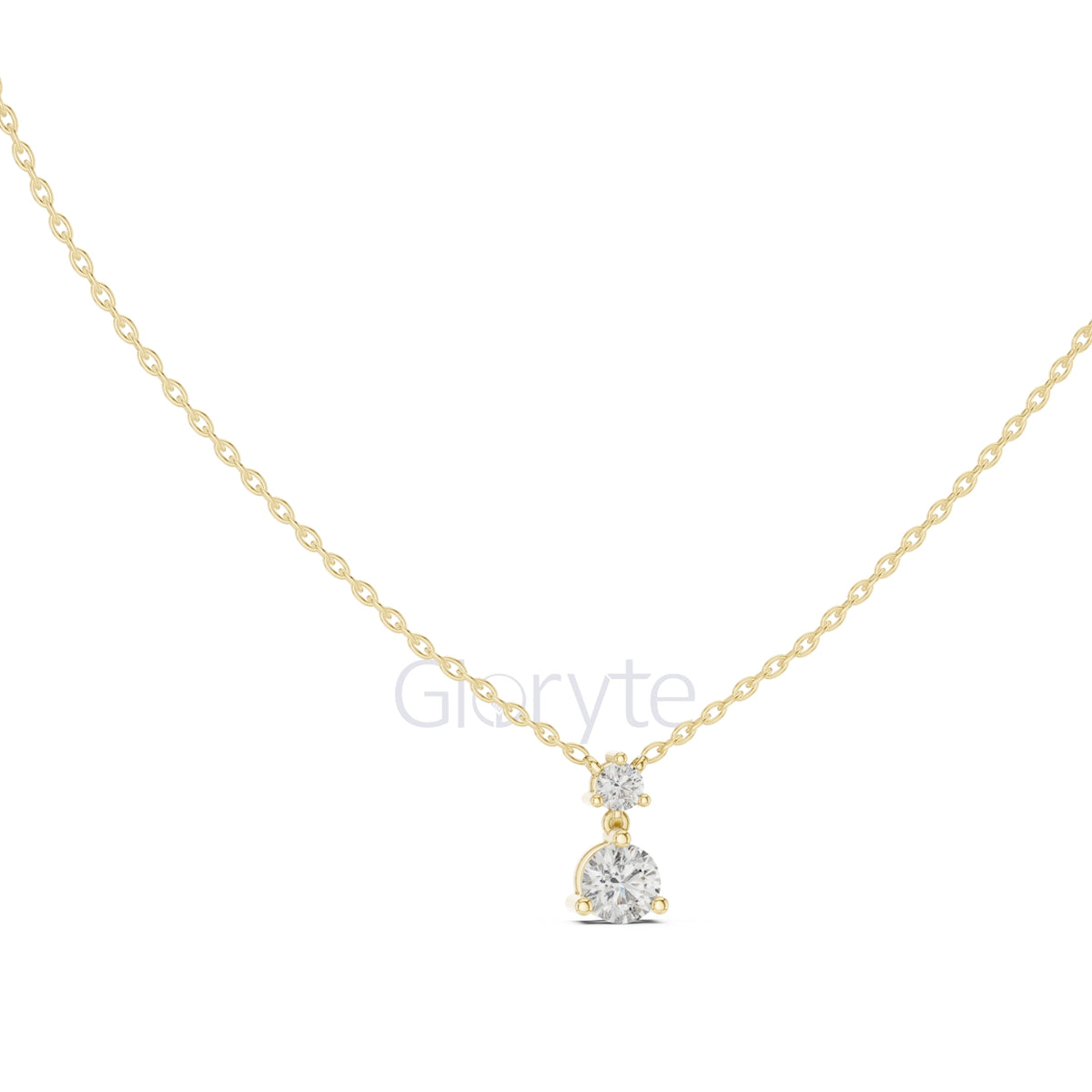 Two Stone Diamond Pendant Necklace