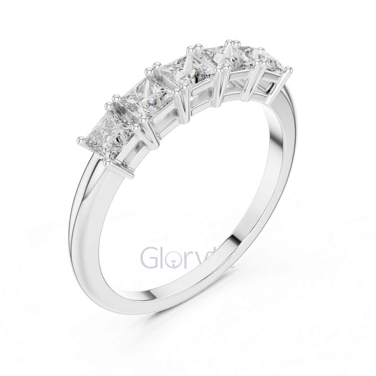 Princess Cut Five Stone Diamond Eternity Band Ring