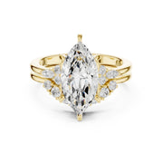 Diamond Bridal Set Ring with Marquise & Round Accent Diamonds