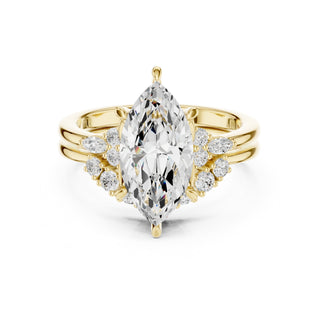 Diamond Bridal Set Ring with Marquise & Round Accent Diamonds