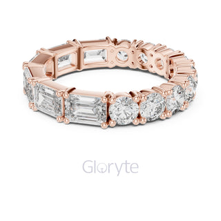 Emerald & Round Diamond Eternity Band