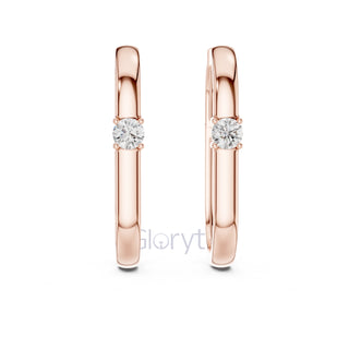 Minimalist Solitaire Hoop Earrings