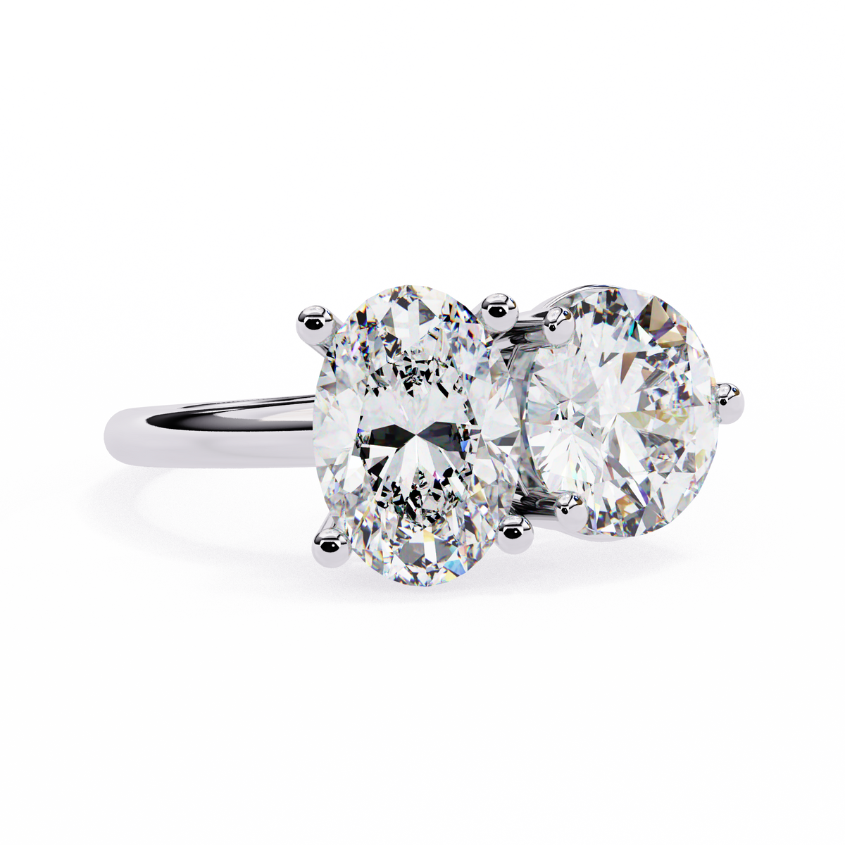 Two-Stone Oval & Round Diamond Toi-et-Moi Ring