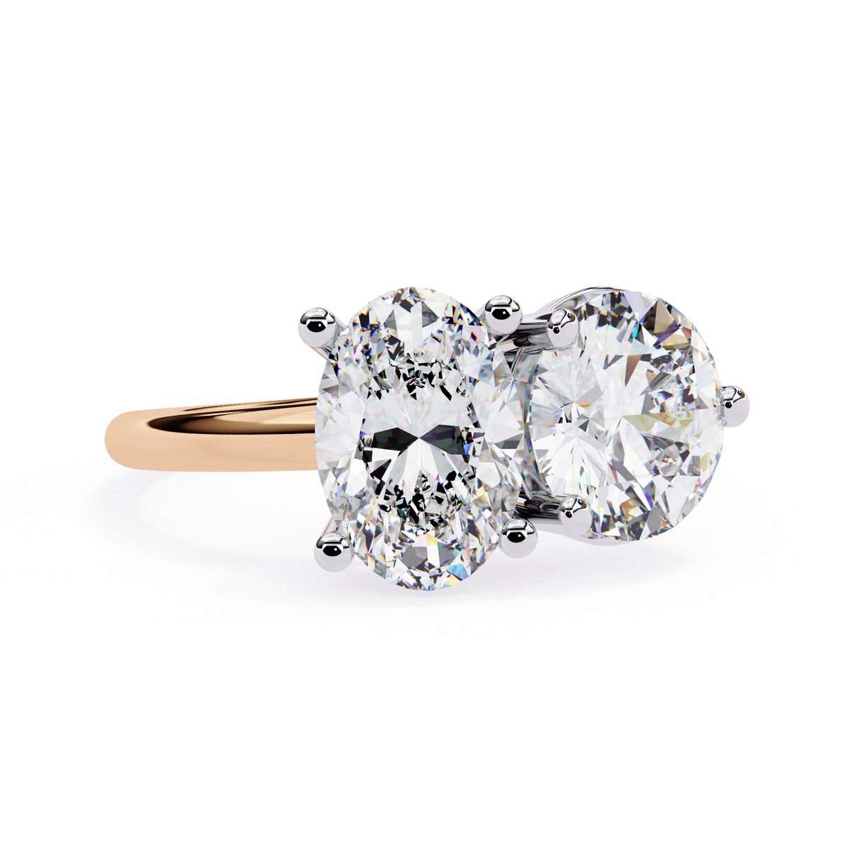 Two-Stone Oval & Round Diamond Toi-et-Moi Ring