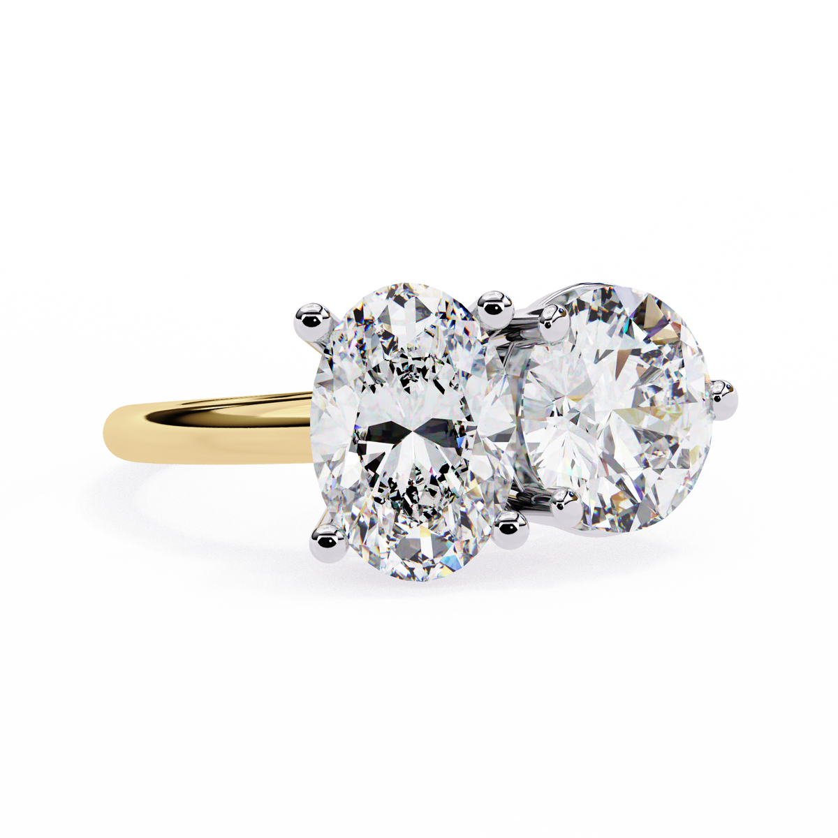 Two-Stone Oval & Round Diamond Toi-et-Moi Ring