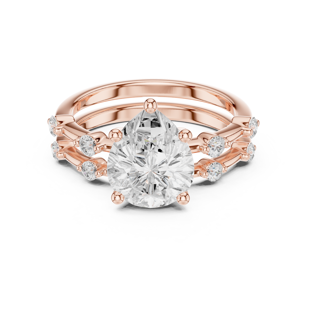 Diamond Bridal Set with Side Stones – 2.86 Carat