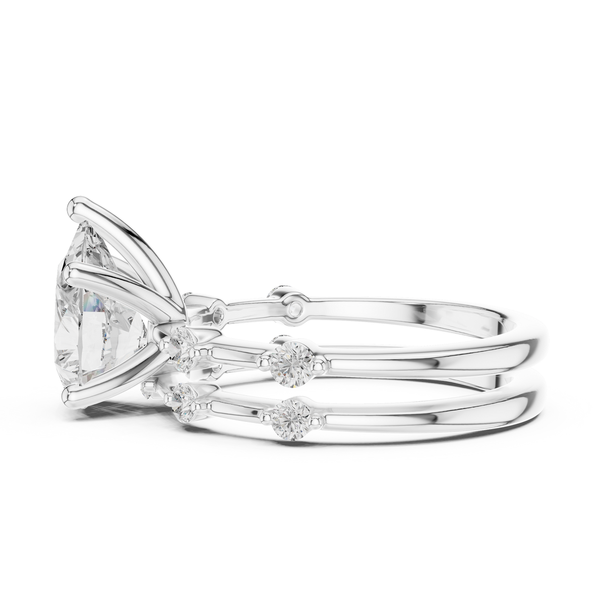 Diamond Bridal Set with Side Stones – 2.86 Carat