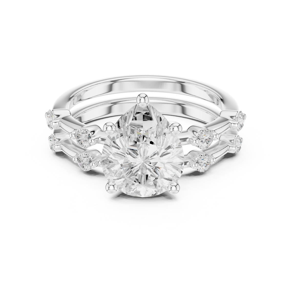Diamond Bridal Set with Side Stones – 2.86 Carat