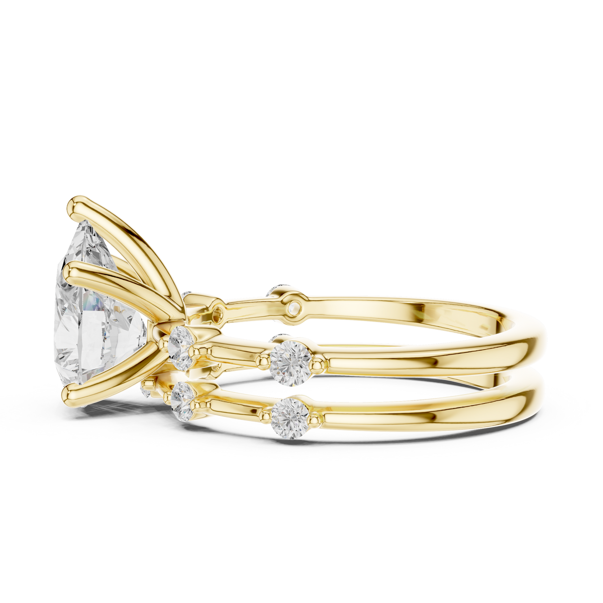 Diamond Bridal Set with Side Stones – 2.86 Carat