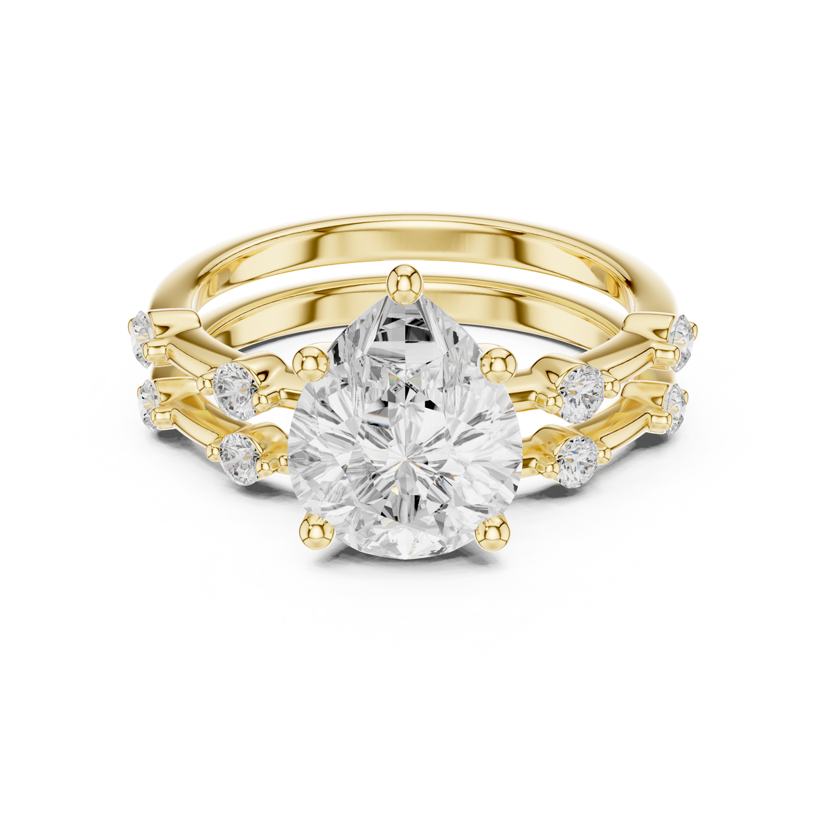Diamond Bridal Set with Side Stones – 2.86 Carat
