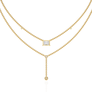 Layered Radiant-Cut & Round Diamond Y-Necklace