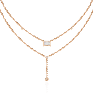 Layered Radiant-Cut & Round Diamond Y-Necklace