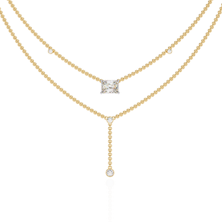 Layered Radiant-Cut & Round Diamond Y-Necklace