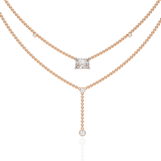 Layered Radiant-Cut & Round Diamond Y-Necklace