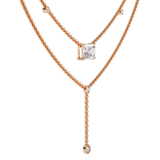 Layered Radiant-Cut & Round Diamond Y-Necklace