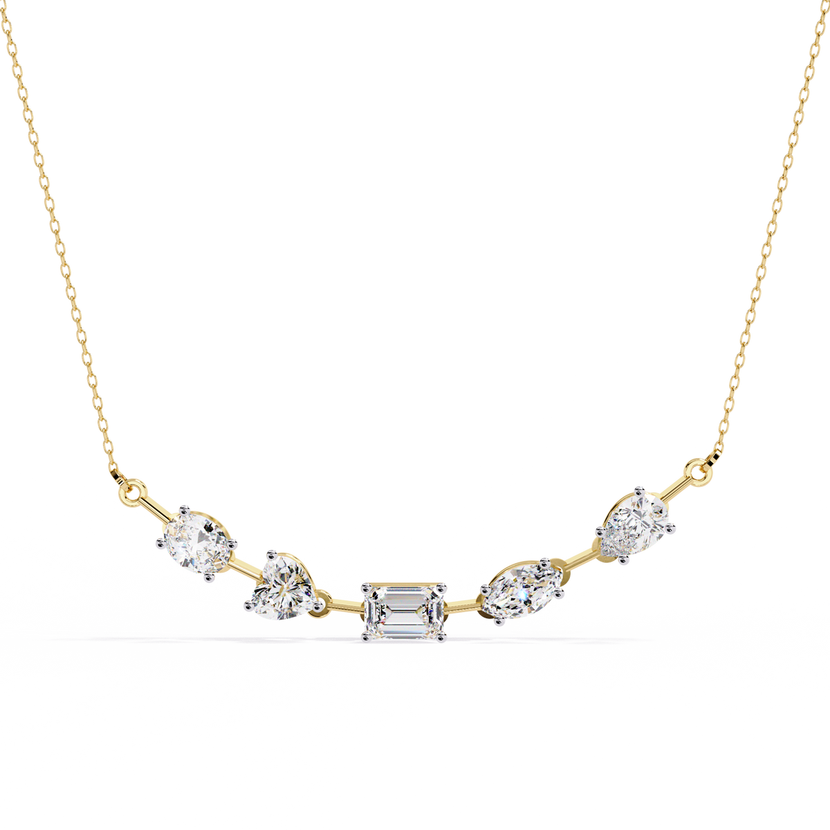 Five-Stone Modern Diamond Mixed-Shape Necklace