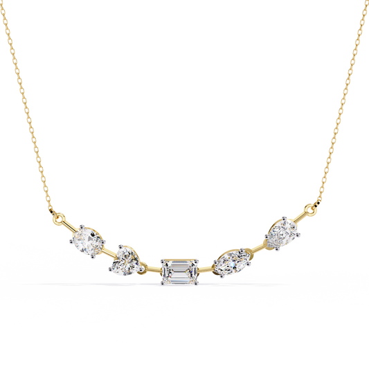 Five-Stone Modern Diamond Mixed-Shape Necklace