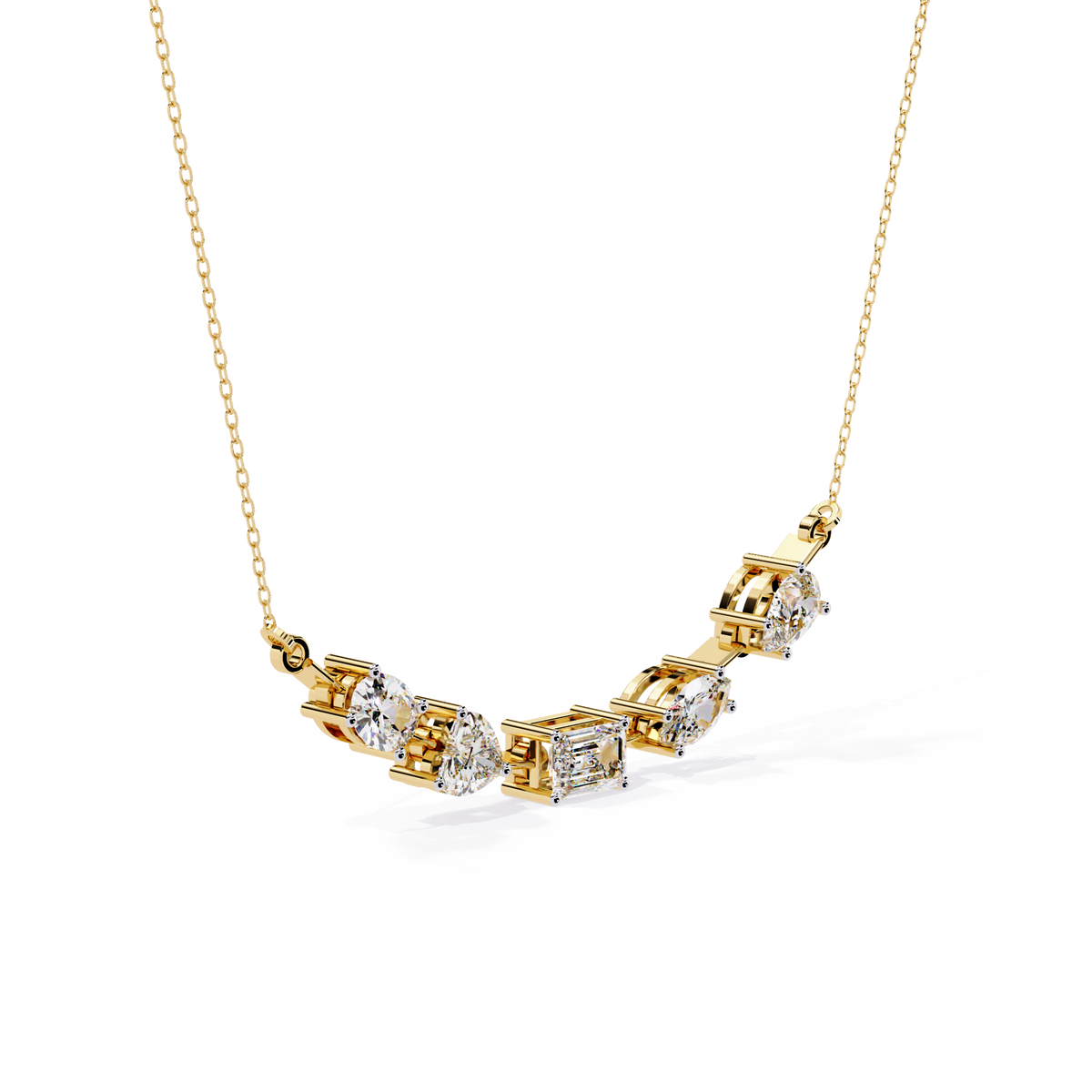 Five-Stone Modern Diamond Mixed-Shape Necklace