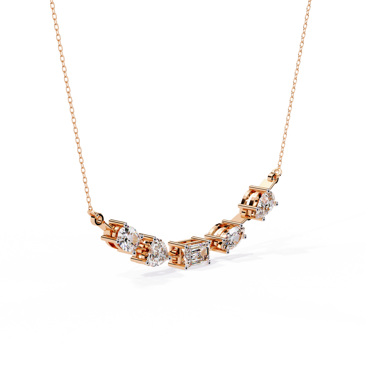 Five-Stone Modern Diamond Mixed-Shape Necklace