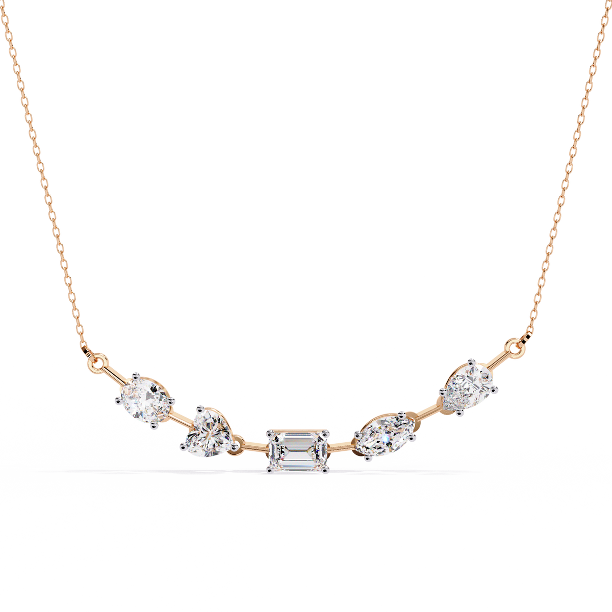 Five-Stone Modern Diamond Mixed-Shape Necklace