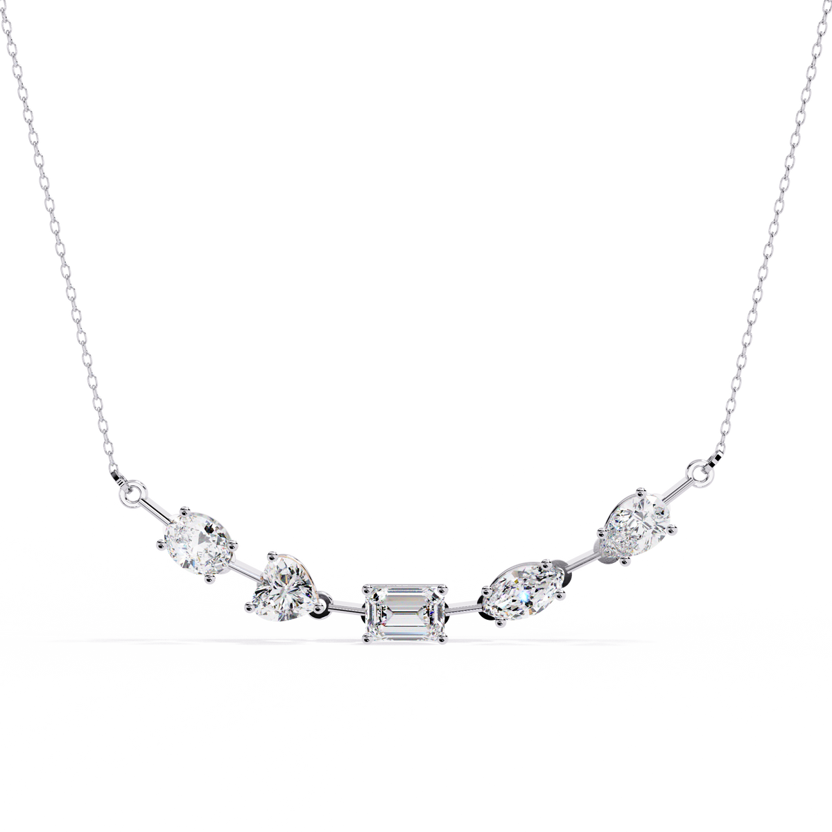 Five-Stone Modern Diamond Mixed-Shape Necklace
