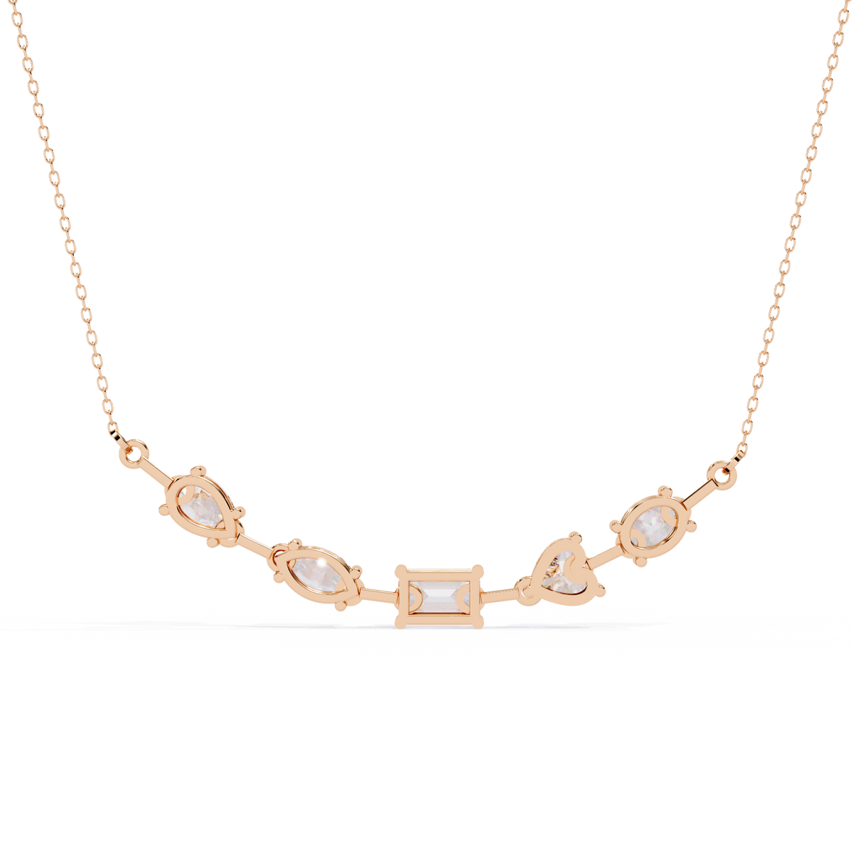 Five-Stone Modern Diamond Mixed-Shape Necklace