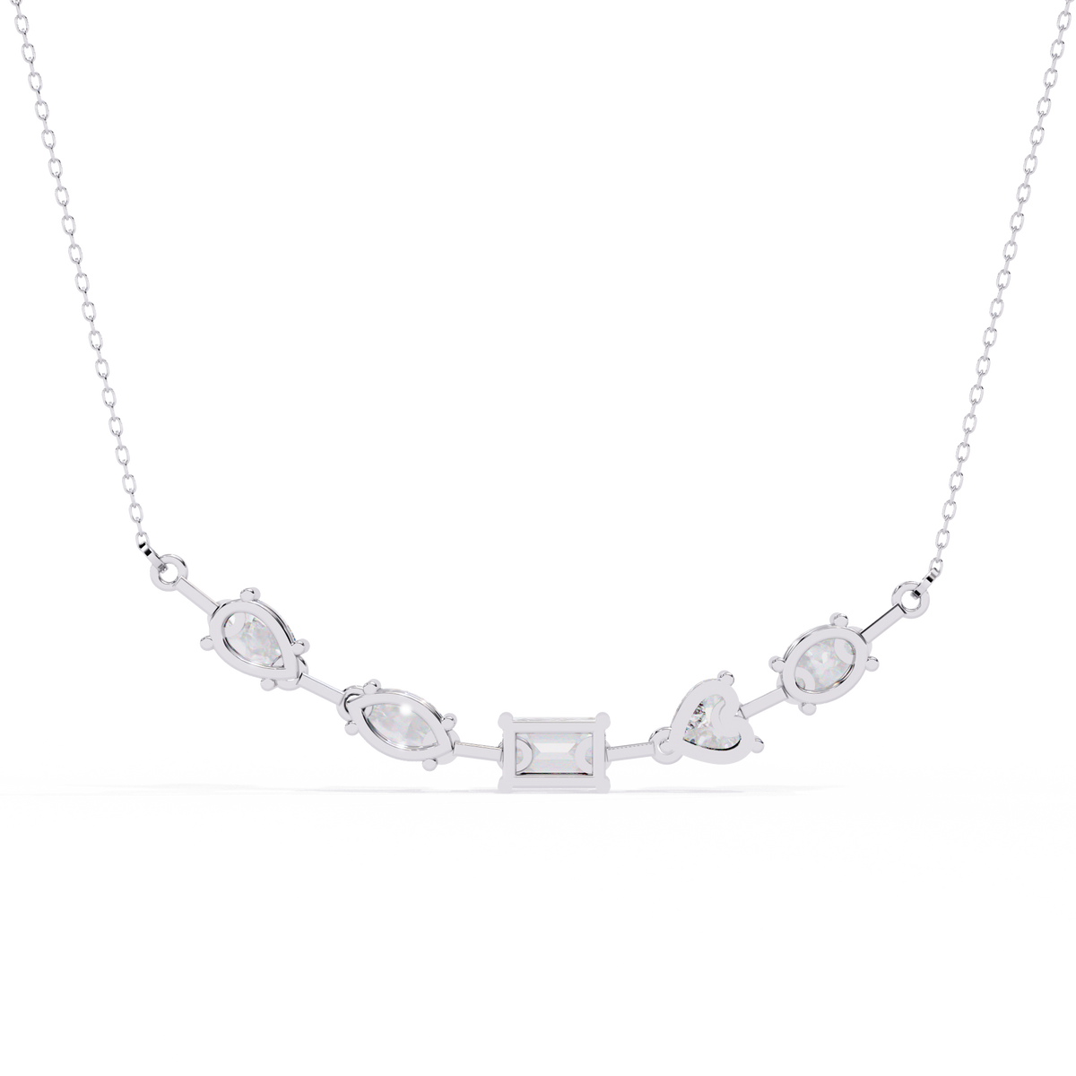 Five-Stone Modern Diamond Mixed-Shape Necklace