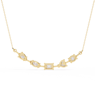 Five-Stone Modern Diamond Mixed-Shape Necklace