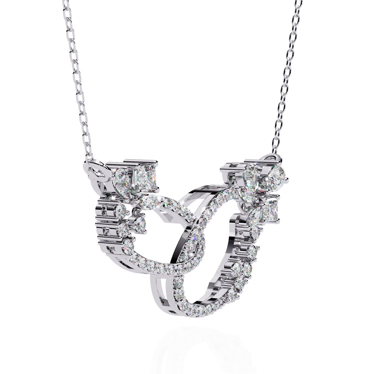 Diamond Interlocking Ribbon Necklace