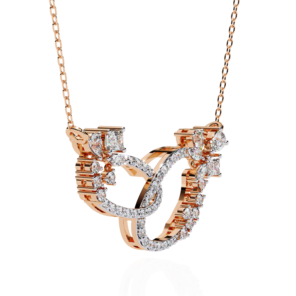 Diamond Interlocking Ribbon Necklace