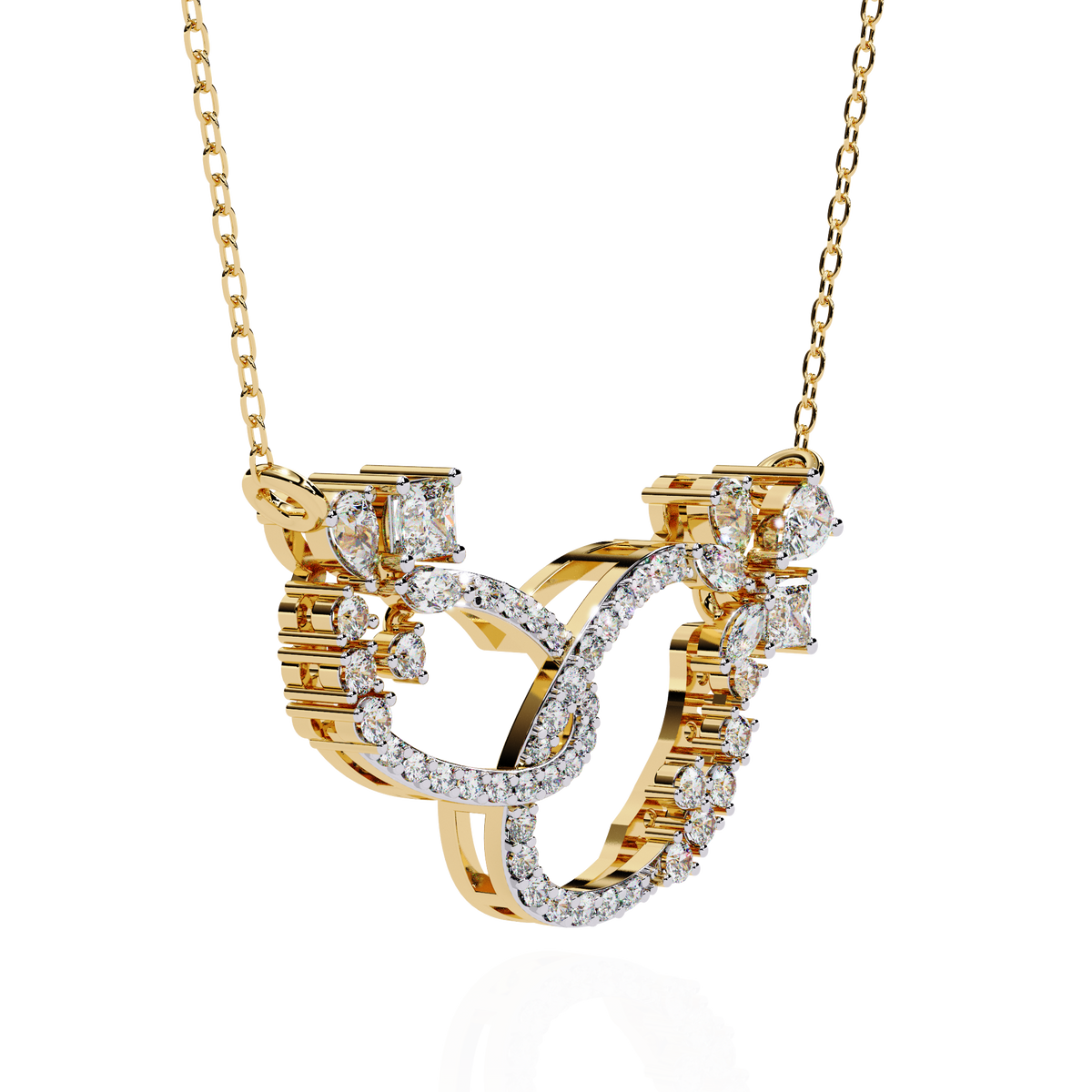 Diamond Interlocking Ribbon Necklace