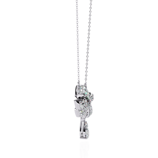 Diamond Bow Ribbon Pendant with Pear Drop