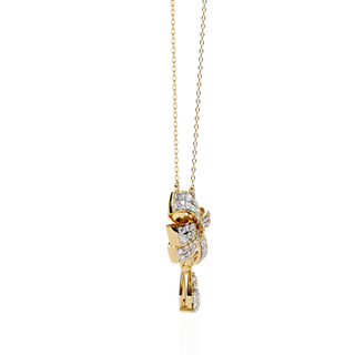 Diamond Bow Ribbon Pendant with Pear Drop
