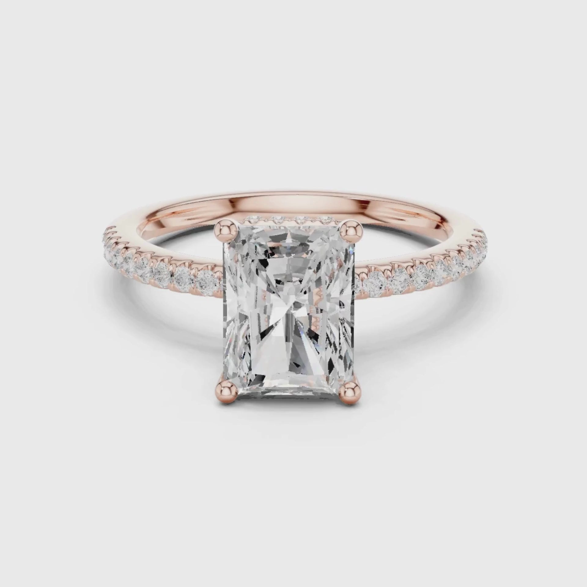 Diamond Engagement Ring with Hidden Halo & Pave Band