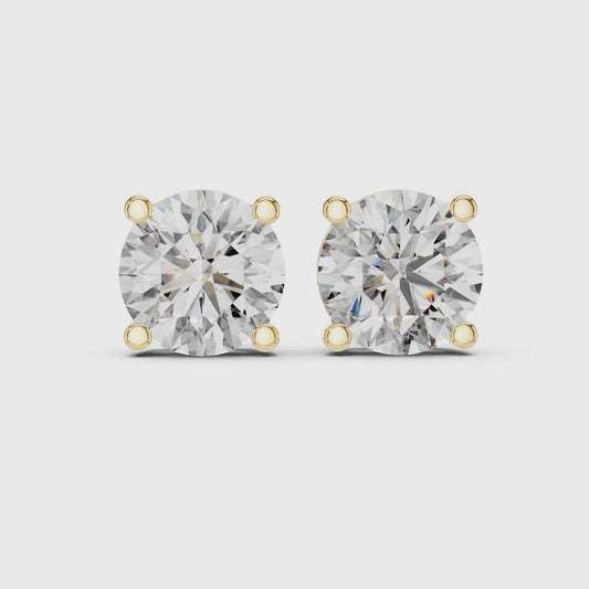 Classic Round Cut Diamond Stud Earrings