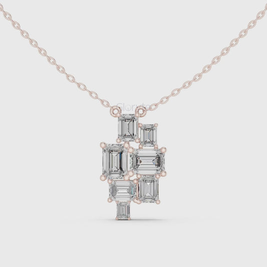 Three-Stone Toi et Moi Diamond Pendant Necklace