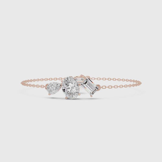 Three-Stone Diamond Tail Bracelet