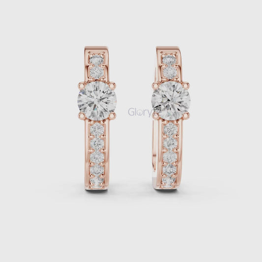 Classic Round Solitaire Diamond Hoop Earrings