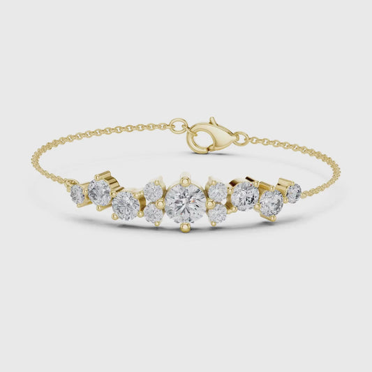 Cluster Round Cut Diamond Bracelet