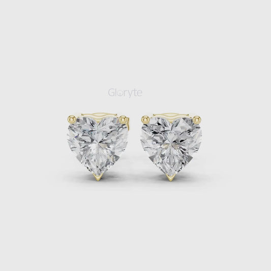 Heart Diamond Stud Earrings