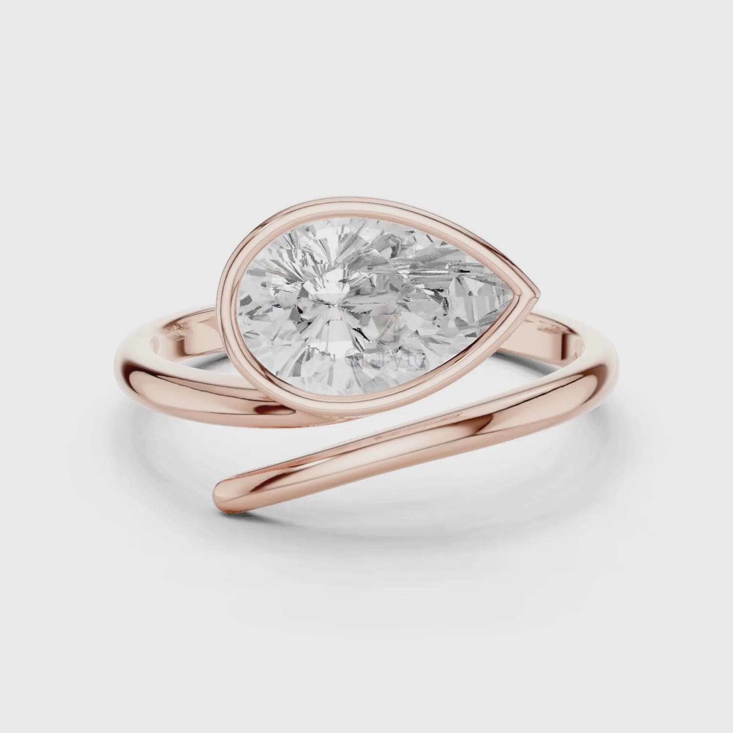 Pear Diamond Bypass Pinky Engagement Ring