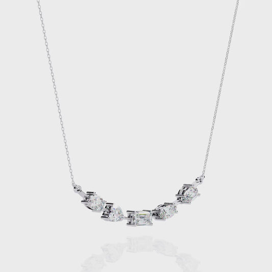Five-Stone Modern Diamond Mixed-Shape Necklace