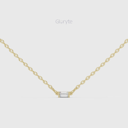Baguette Diamond Bar Necklace