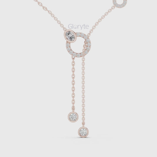 Interlocking Circle Drop Diamond Necklace