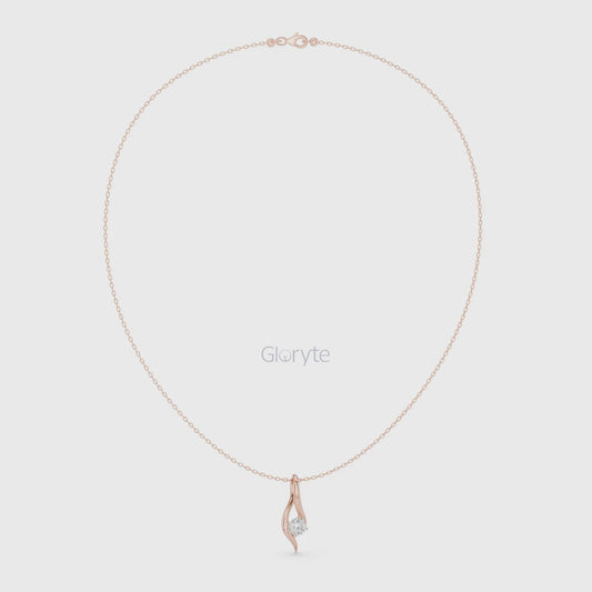 Solitaire Curve Diamond Pendant Necklace
